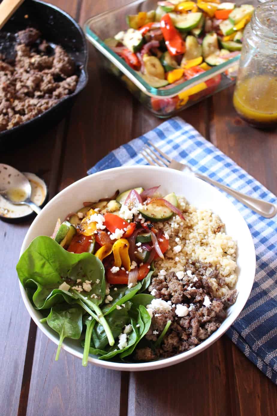 Mediterranean Quinoa Bowls with Beef and Grilled Veggies | Frugal Nutrition