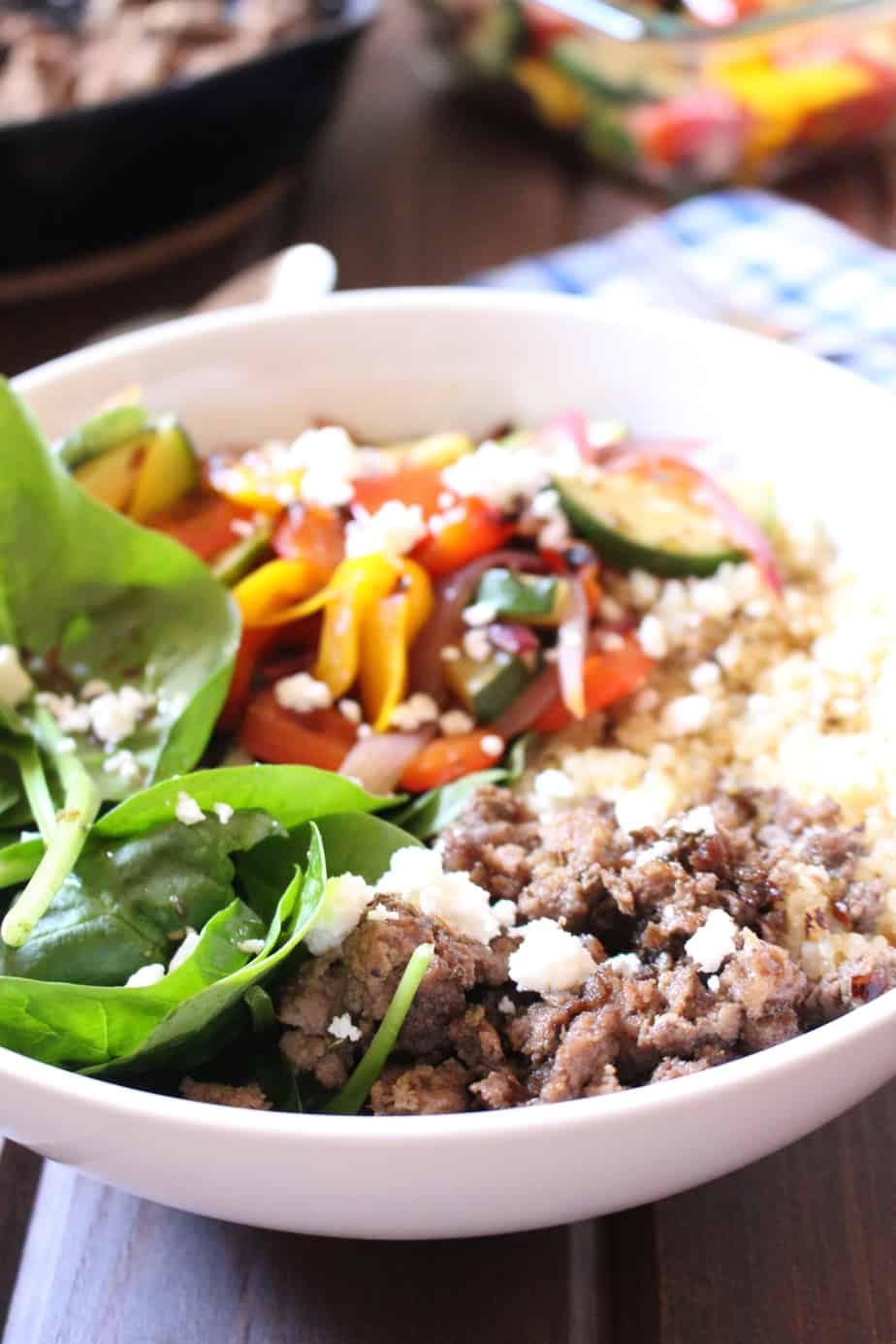 Quinoa Bowl with Mediterranean Ground Beef and Veggies | Frugal Nutrition