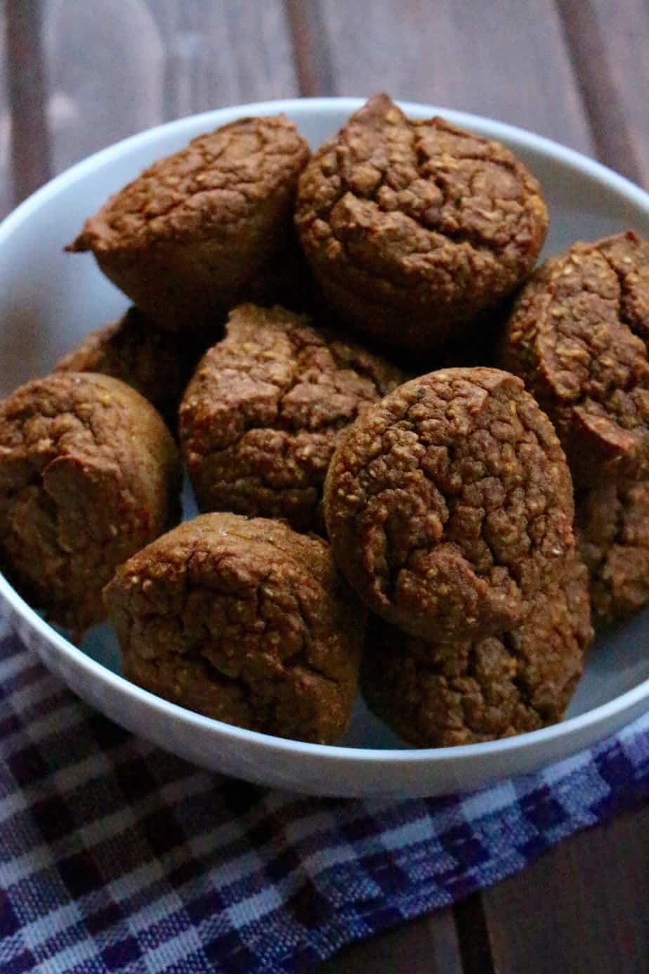 healthy pumpkin spice blender muffins in a bowl