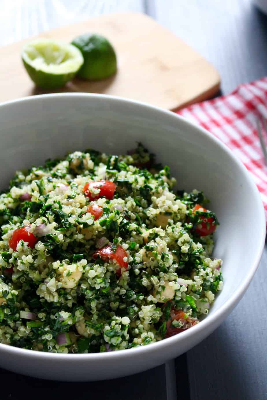 Vegan Cilantro Lime Quinoa Spinach Salad with Chickpeas | Frugal Nutrition