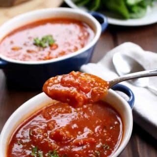 Easy Tomato and Roasted Pepper Soup with Quinoa | Frugal Nutrition