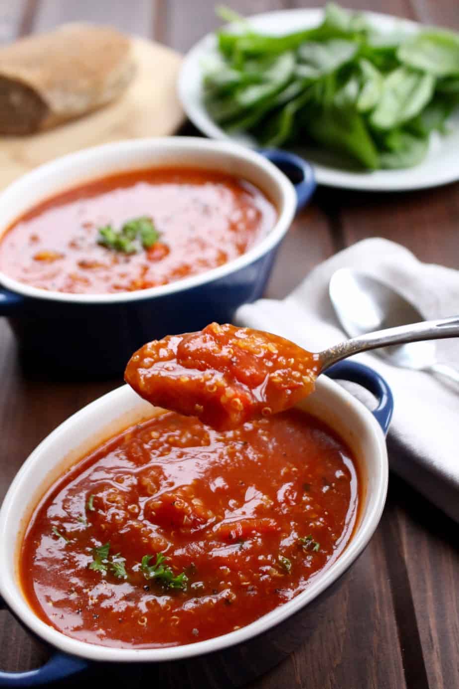 Easy Tomato and Roasted Pepper Soup with Quinoa | Frugal Nutrition