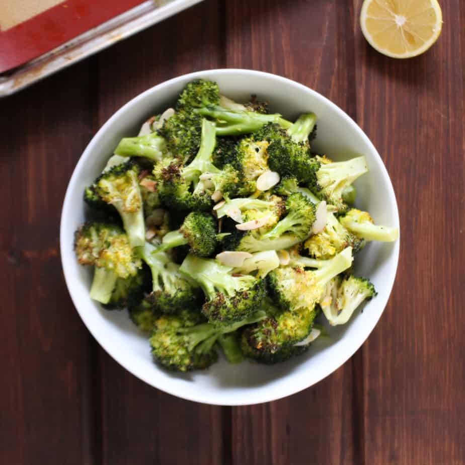 Easy Roasted Broccoli with Lemon and Almonds | Frugal Nutrition