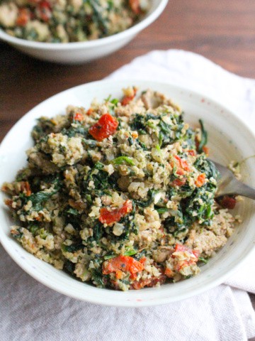 Pesto Turkey Cauliflower Rice Bowls with Sun Dried Tomatoes | Frugal Nutrition