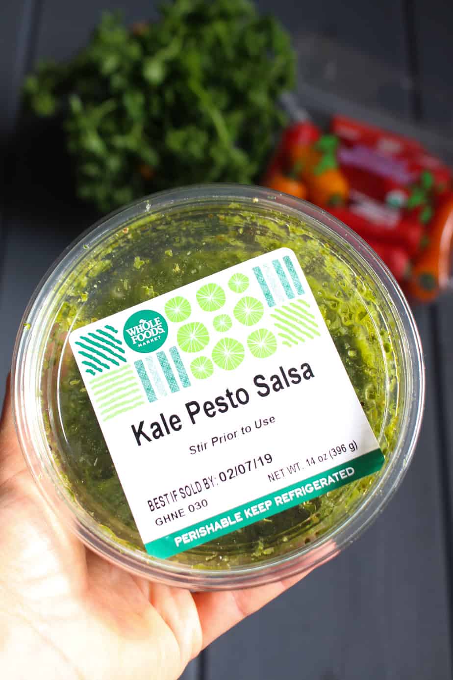 Package of Whole Foods' Kale Pesto Salsa