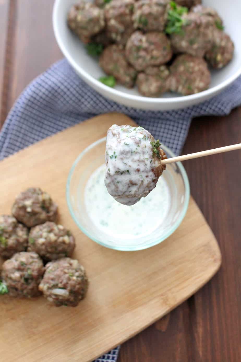 Baked Lamb Meatballs with Dill Yogurt Sauce | Frugal Nutrition