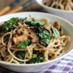 garlic butter mushrooms with kale and soba noodles