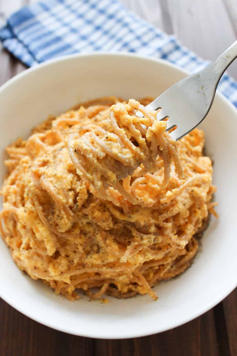 Creamy Butternut Squash Sauce with Red Lentil Spaghetti | Frugal Nutrition