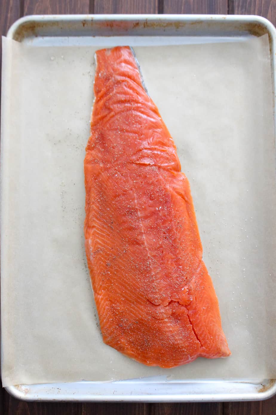 Raw Wild Moinkbox Salmon on Sheet Pan | Frugal Nutrition