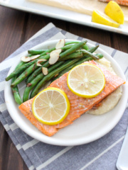Roasted Wild Salmon with Green Beans and Celery Root Mash | Frugal Nutrition
