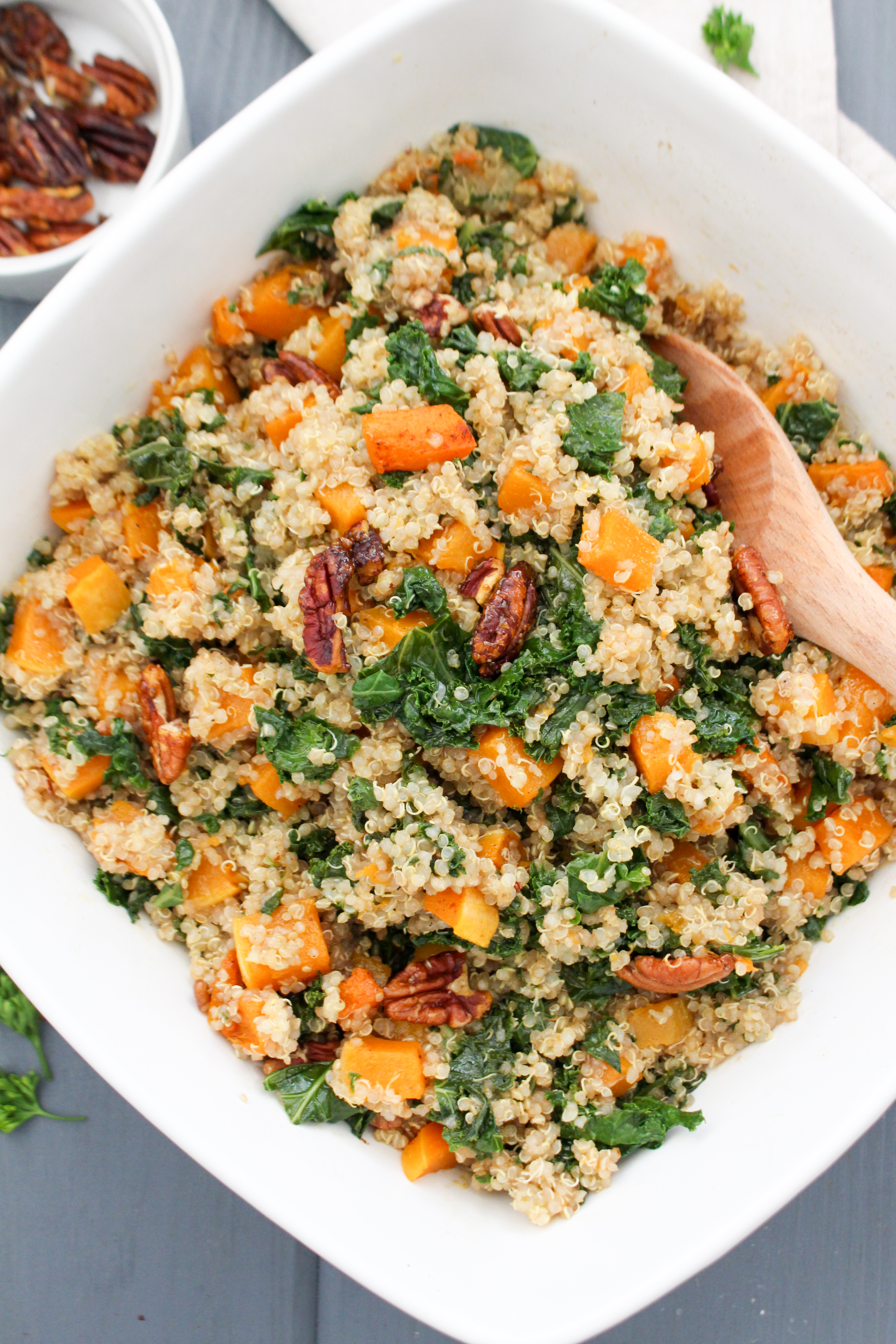 Butternut Squash Quinoa Salad with Kale and Pecans | Frugal Nutrition