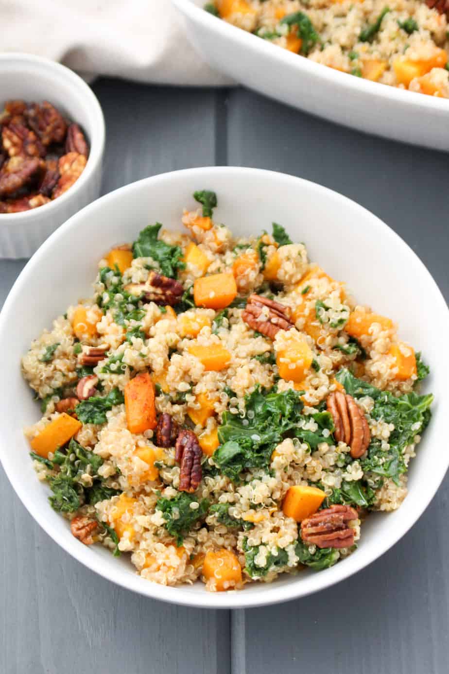 Butternut Squash Quinoa with Kale and Candied Pecans | Frugal Nutrition