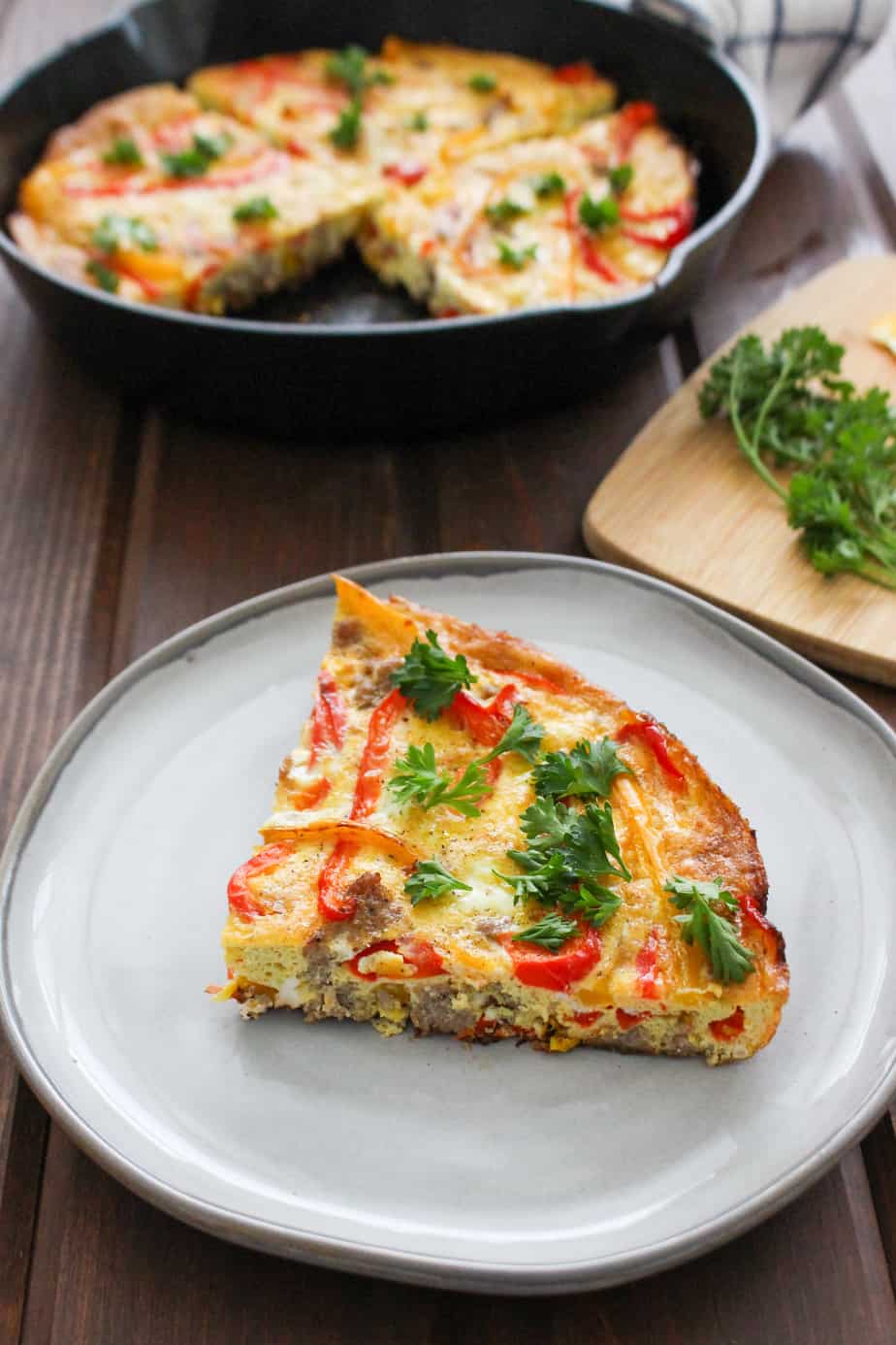 Cast Iron Skillet Frittata with Sausage and Bell Peppers | Frugal Nutrition