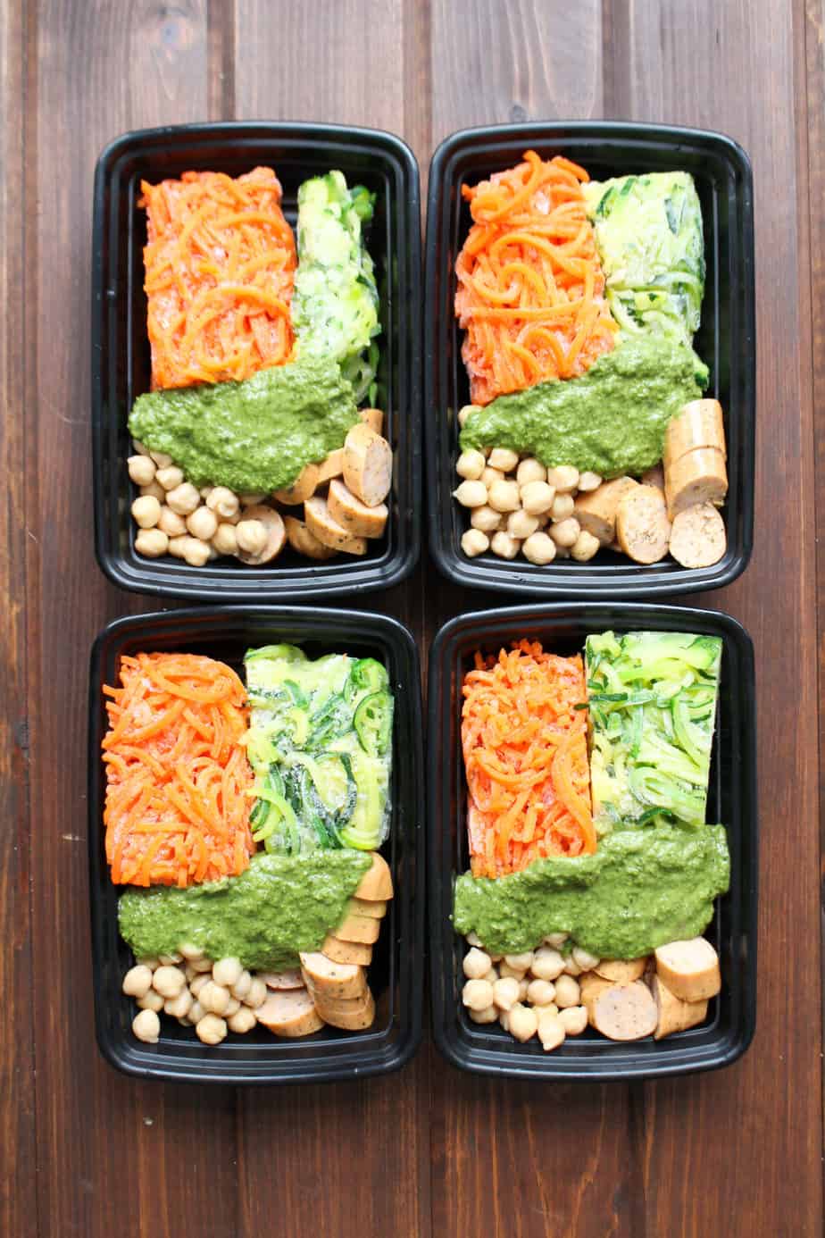 Pesto Veggie Noodles Frozen Meal Prep Containers | Frugal Nutrition
