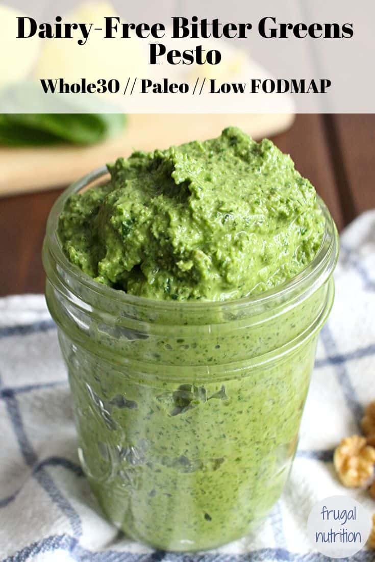 Dairy Free Bitter Greens Pesto | Frugal Nutrition #lowfodmap