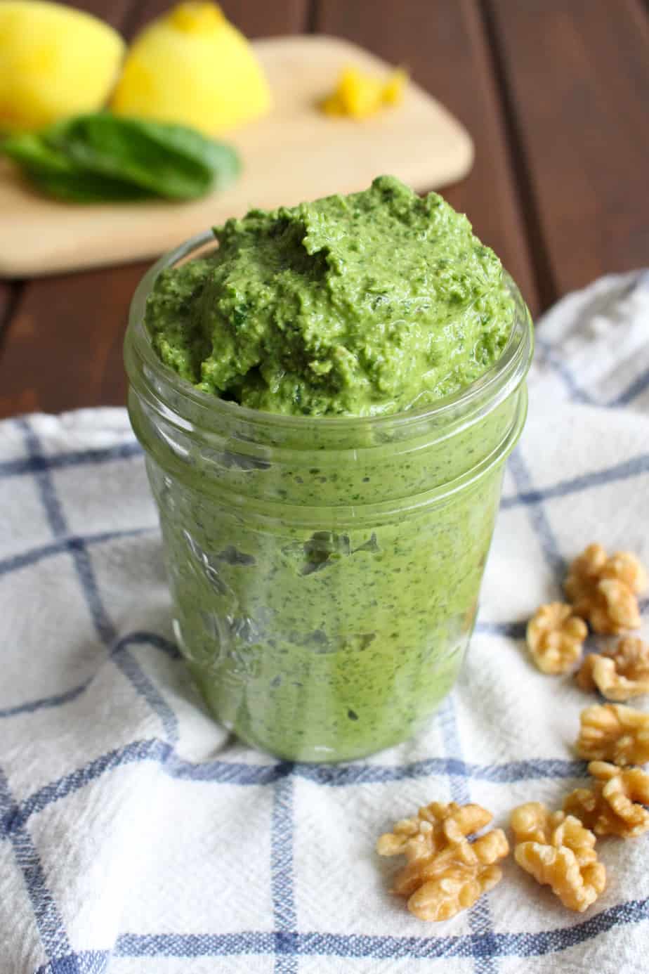 Dairy Free Bitter Greens Pesto Recipe by Frugal Nutrition