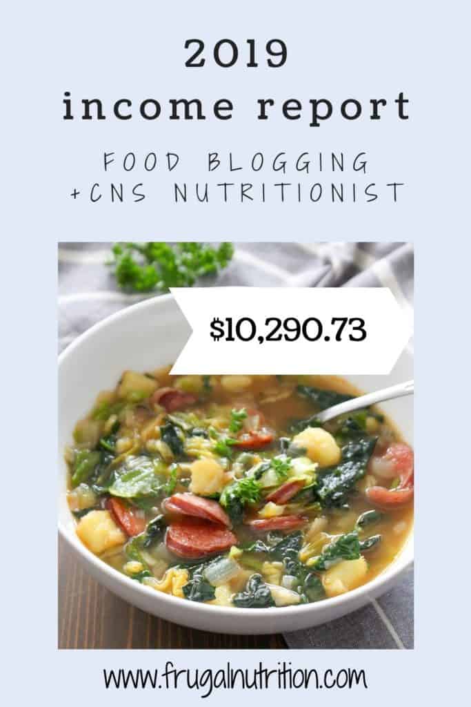 food blogging 2019 income report CNS nutrition | Frugal Nutrition