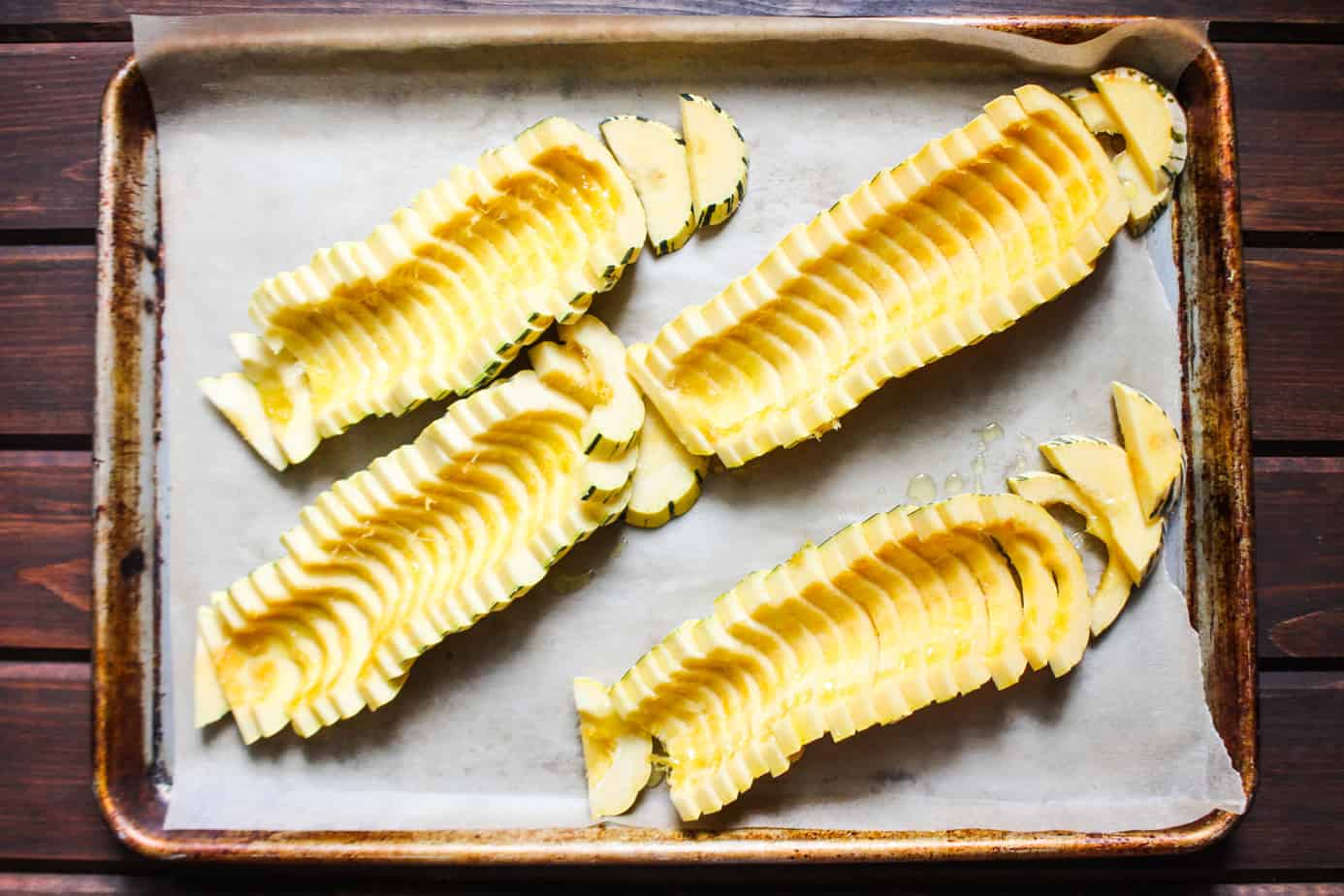 sliced delicata on sheet pan