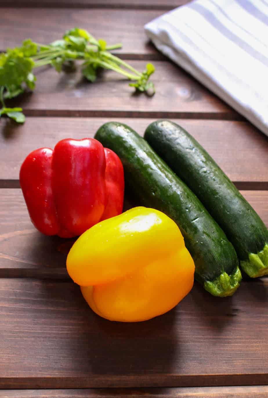 bell peppers and zucchini, whole