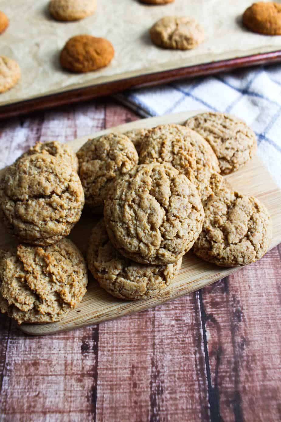 pile of cookies on a cutting board