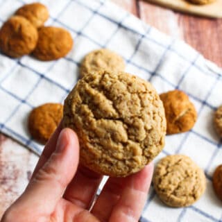 hand holding a pale colored cookie