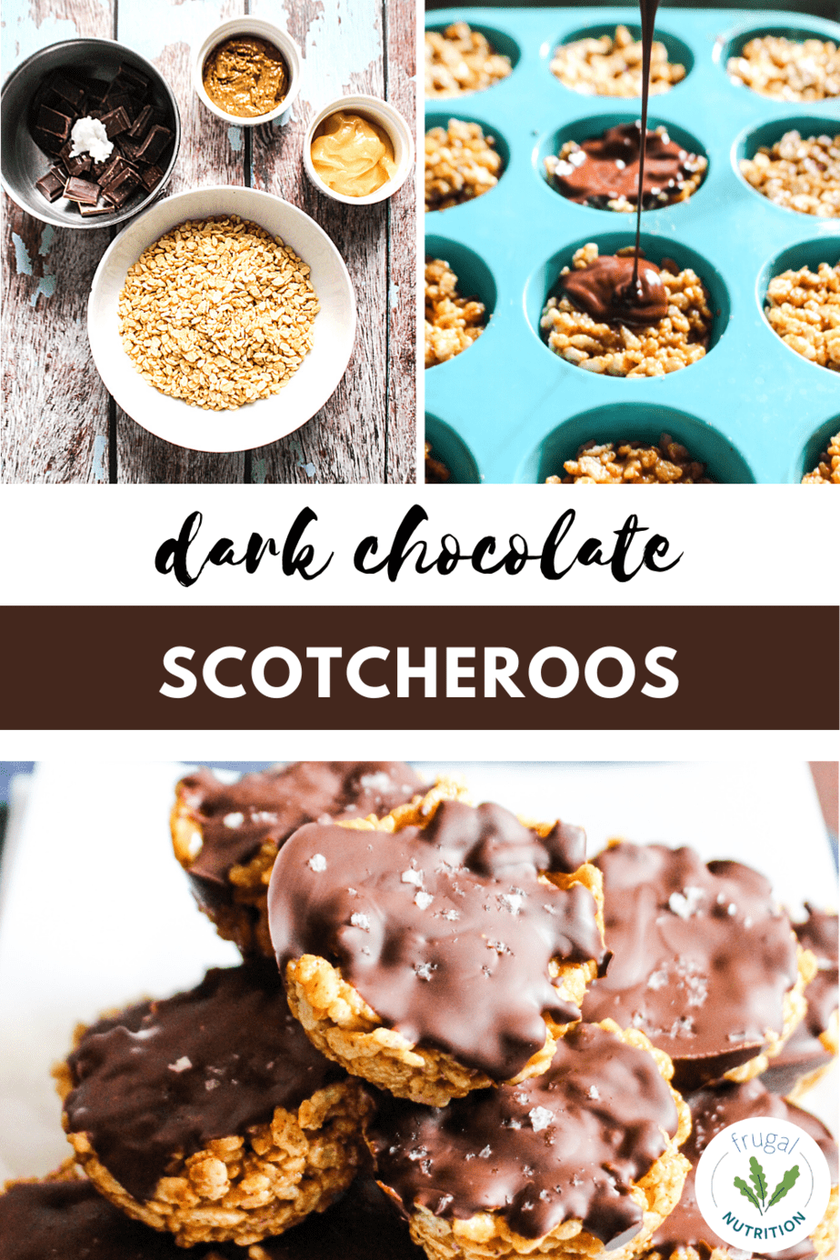 collage image of dark chocolate scotcheroos