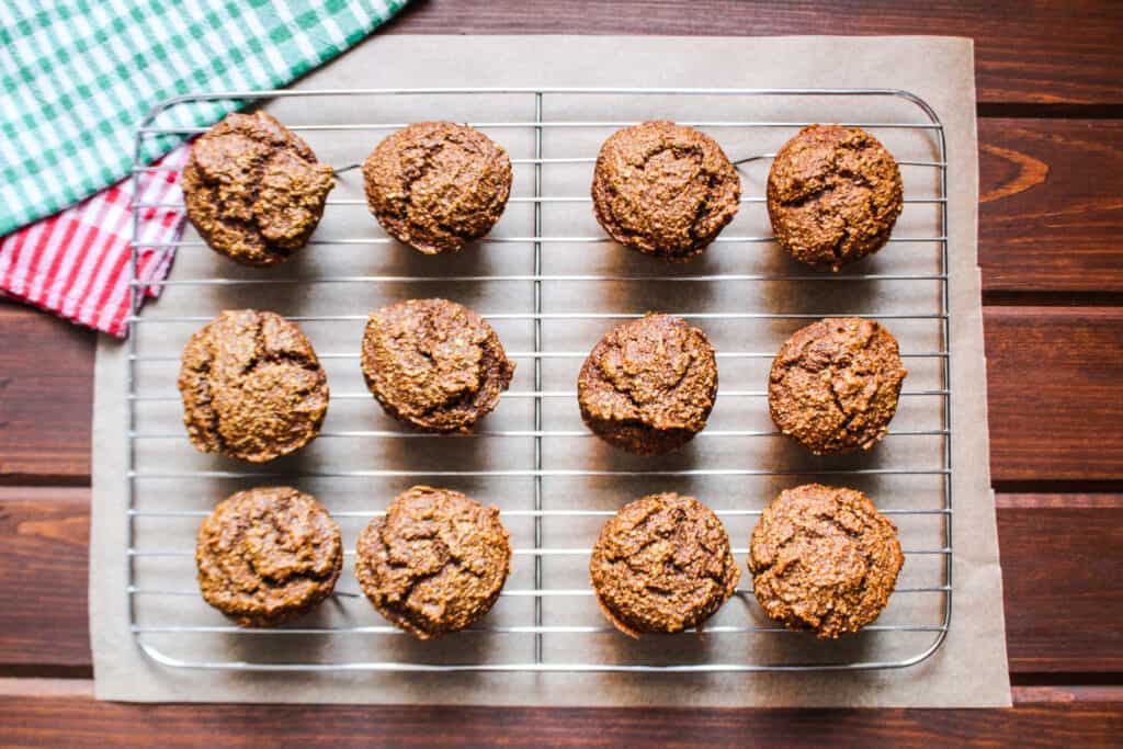 gingerbread muffins cooling on wire rack