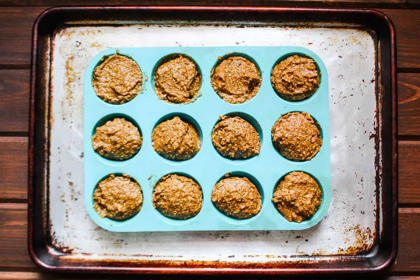 gingerbread muffins in blue silicon muffin pan