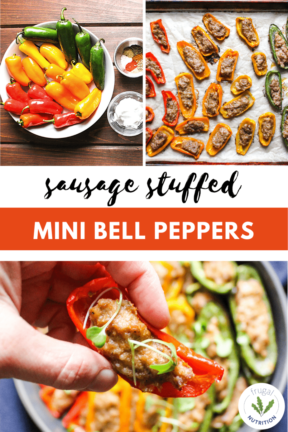 collage of sausage stuffed mini bell peppers images