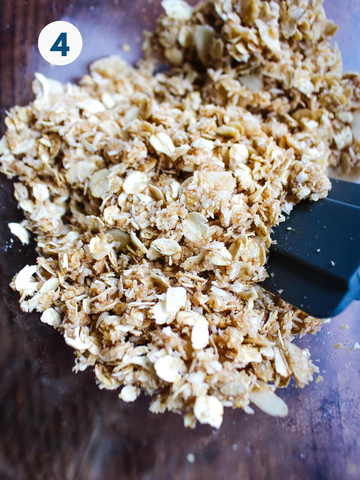 Mixing together the oatmeal mixture.