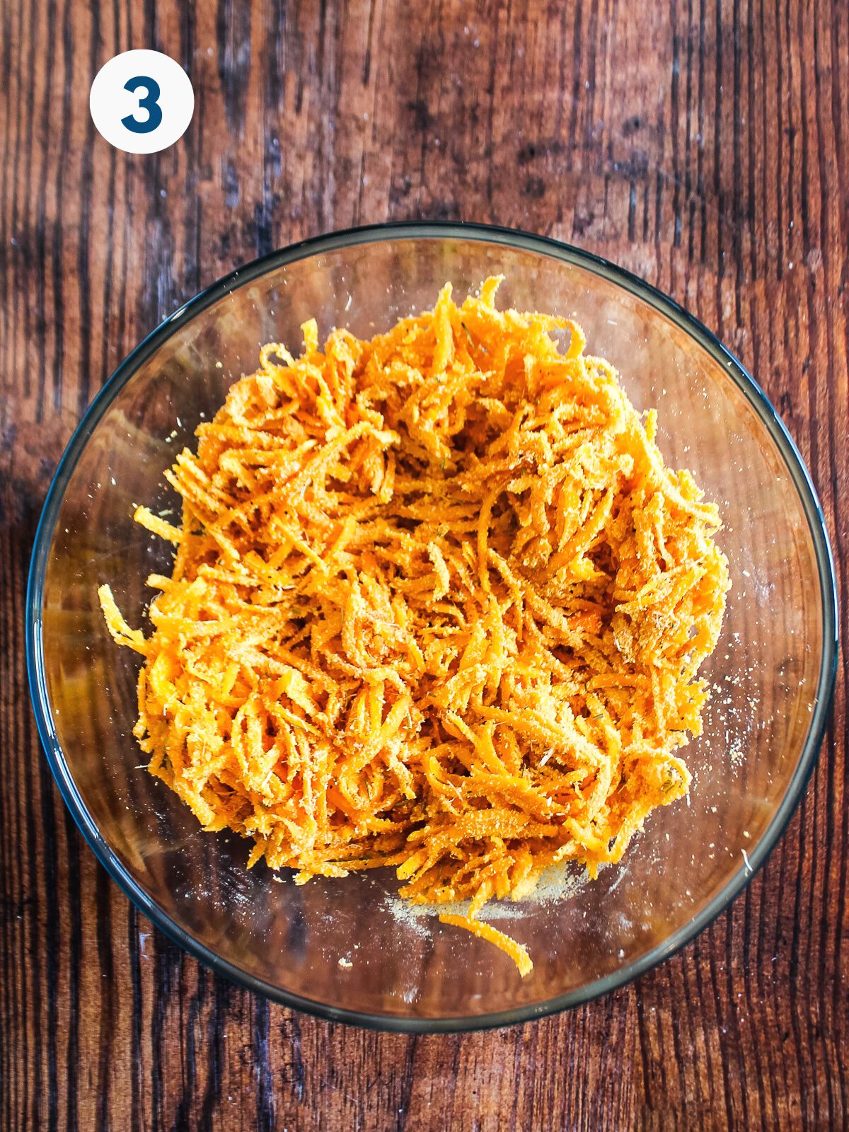 Fritter mixture combined in a bowl.