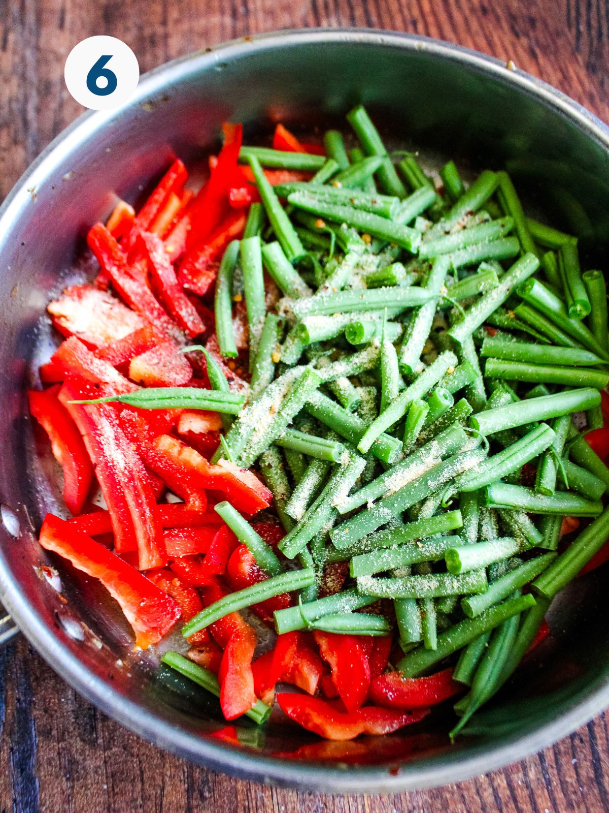 Vegetables cooking in a pan.