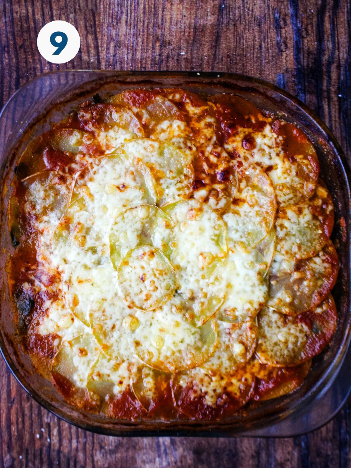 Taco potato bake fully cooked on the table.