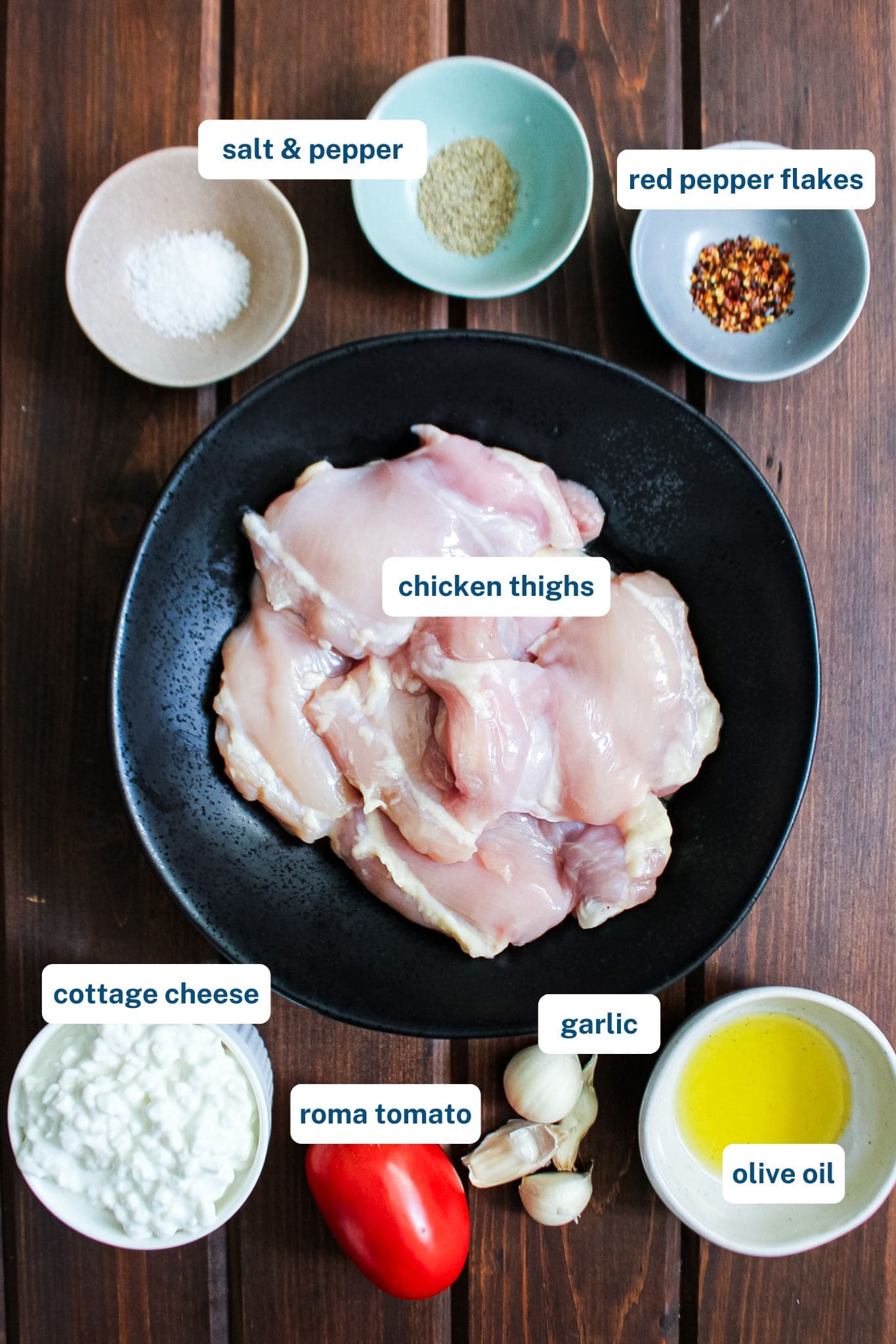 Ingredients to make cottage cheese sauce for chicken on a table.